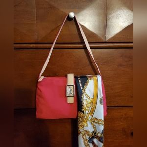 Ralph Lauren red hand and shoulder handbag .